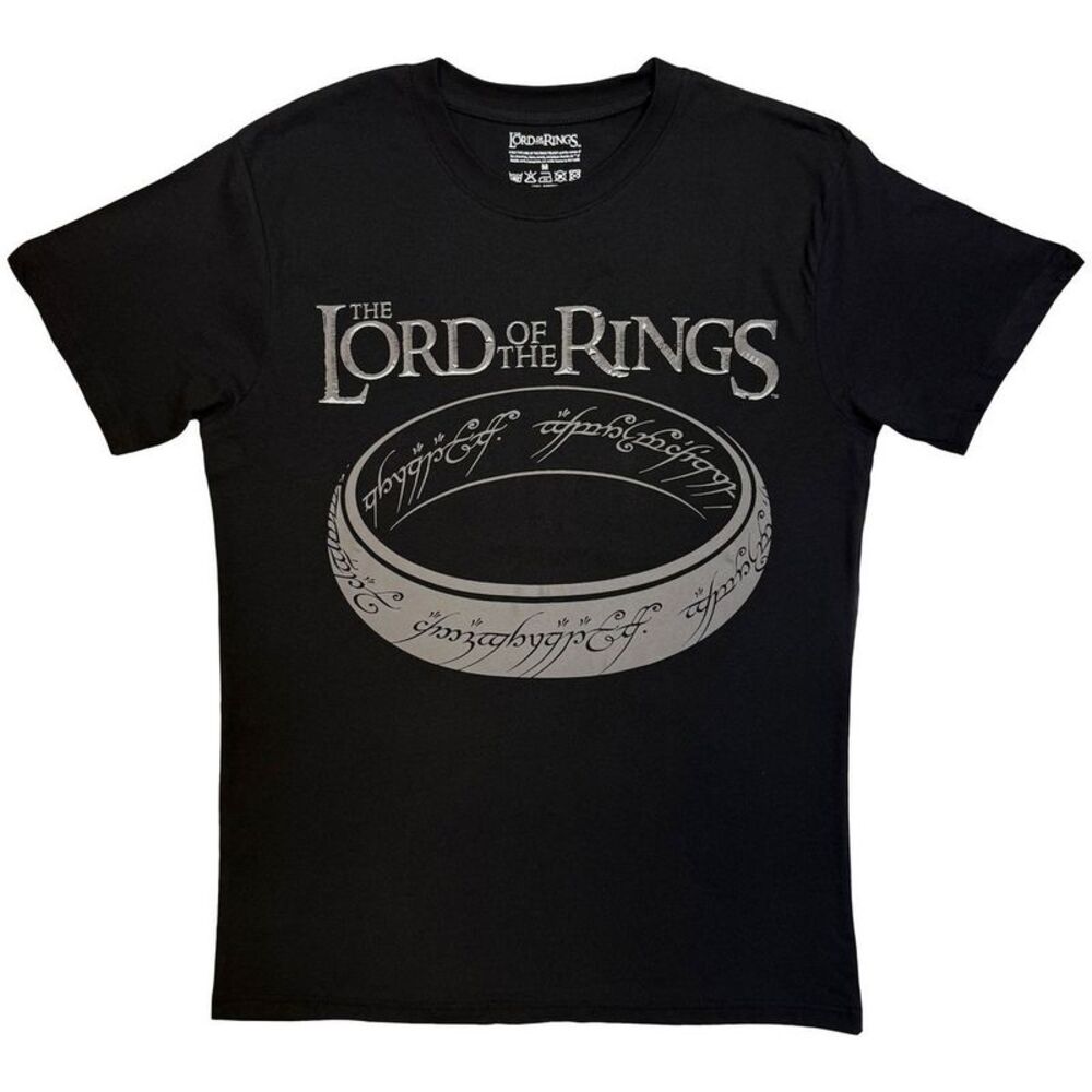 Lord Of The Rings Unisex Adult Greyscale Ring T-Shirt / Black